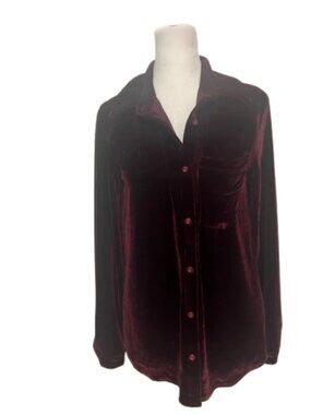 L'Academie Velvet Blouse Maroon Size XS